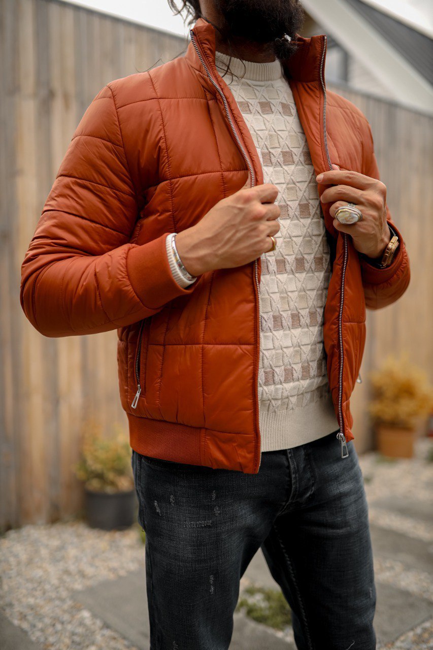 Men’s Casual Tile Jacket with Zipper Pocket Detailing - BRABION