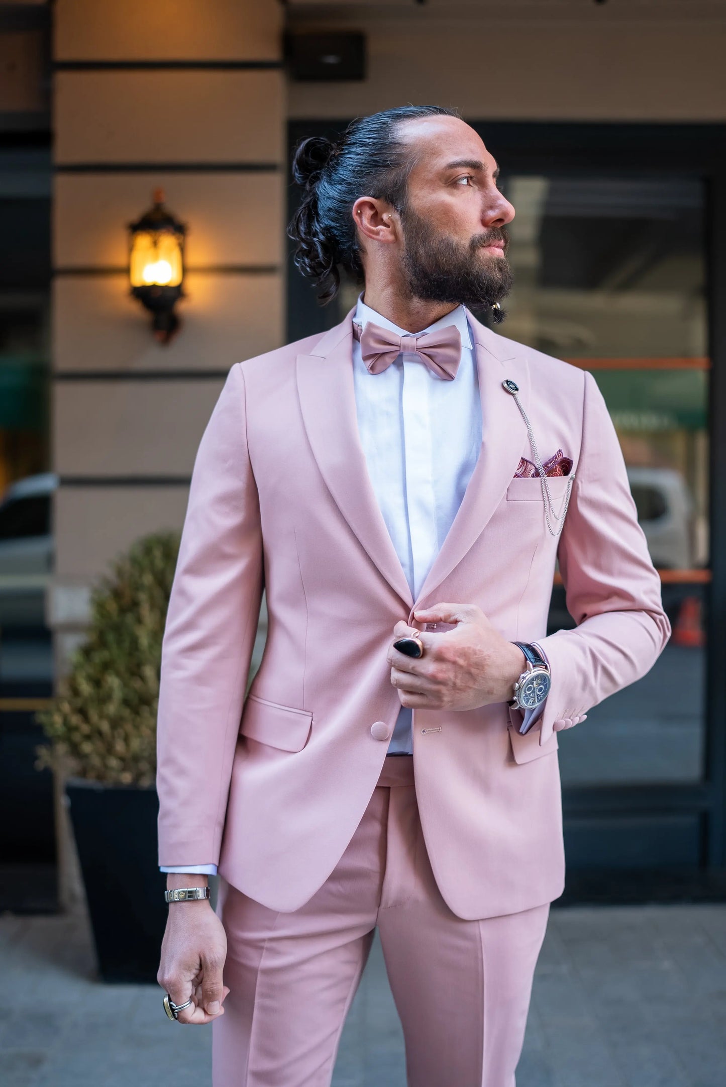Brabion Massimo Pink Slim Fit Peak Lapel Tuxedo - BRABION
