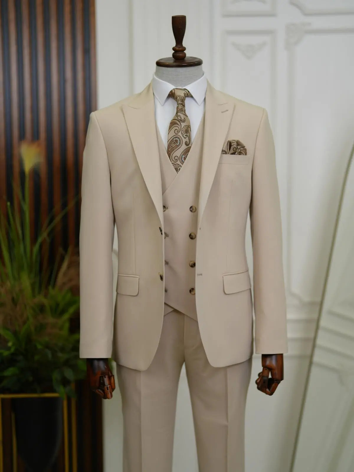 Brabion Aston Cream Slim Fit 3 Piece Suit brabion
