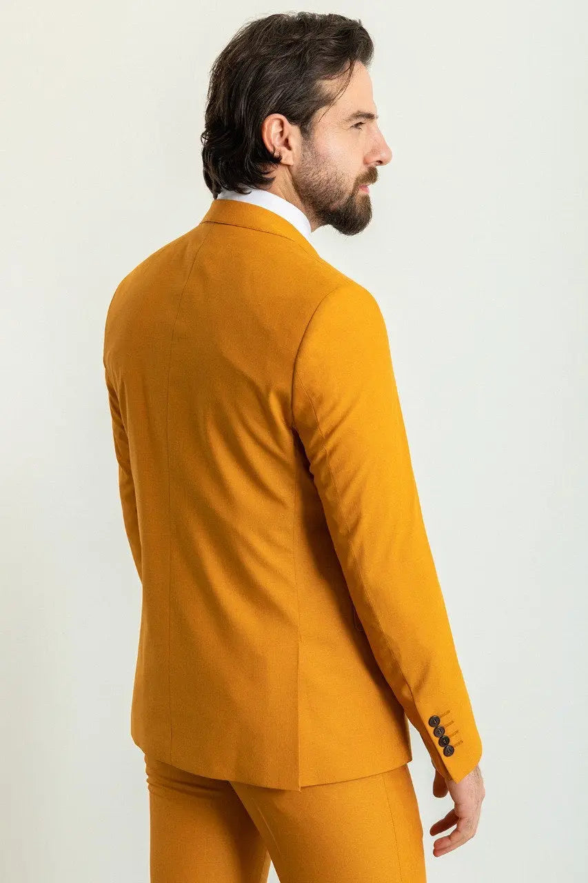 Brabion Elio Mustard Slim Fit Notch Lapel 3 Piece Suit brabion