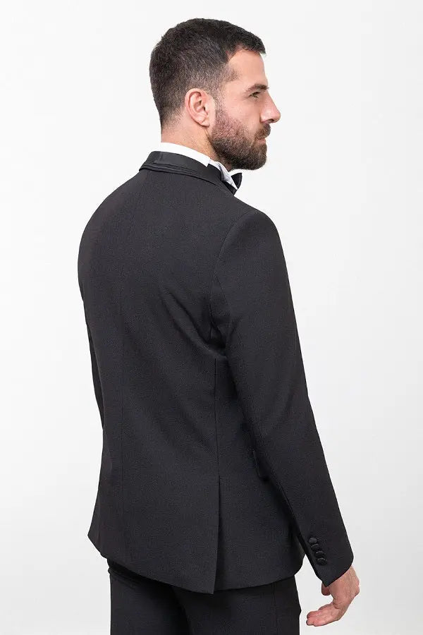 Brabion Luca Black Slim Fit Shawl Lapel Tuxedo - BRABION