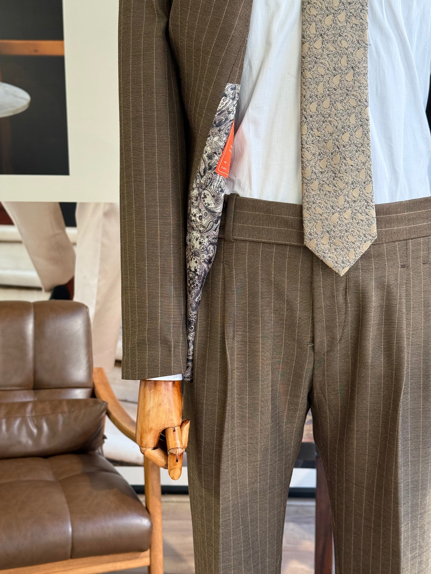 Brown Striped Double Breasted Suit 2-Piece VIOSSI - CB