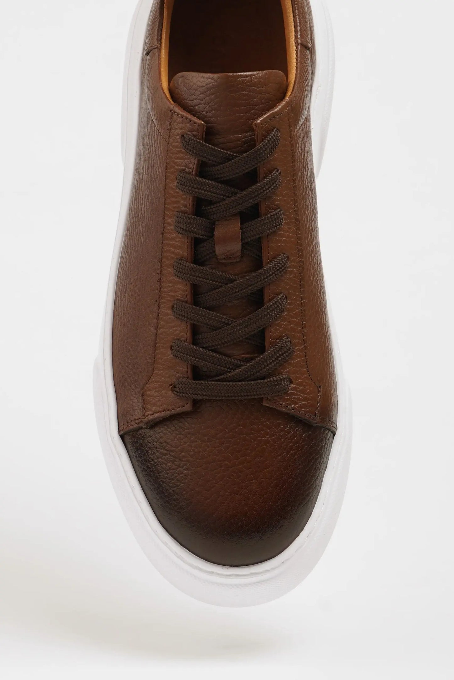 Maison Camel Leather Sneakers with Pool Sole - BRABION
