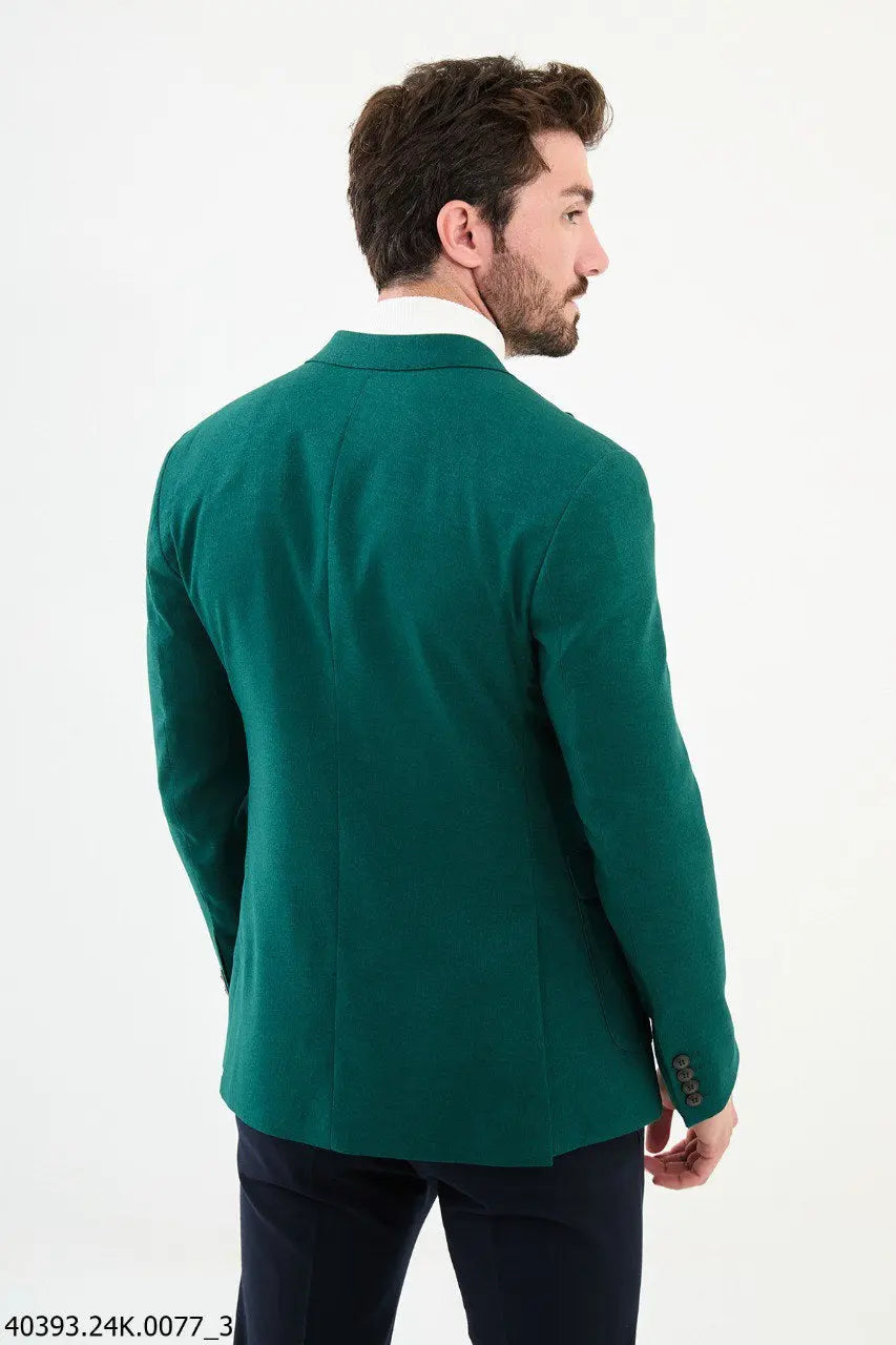 Brabion James Green Slim Fit Peak Lapel Blazer - BRABION