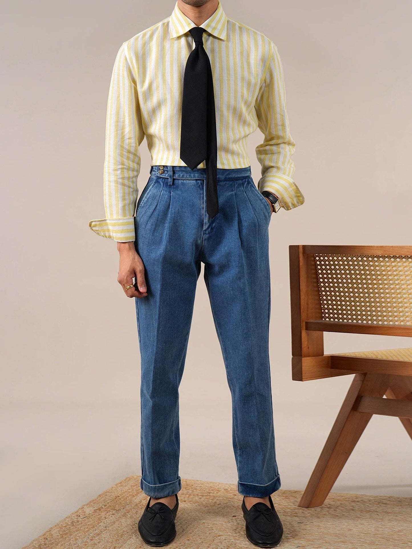 Men's Breathable Striped Linen Blend Shirt BRABION