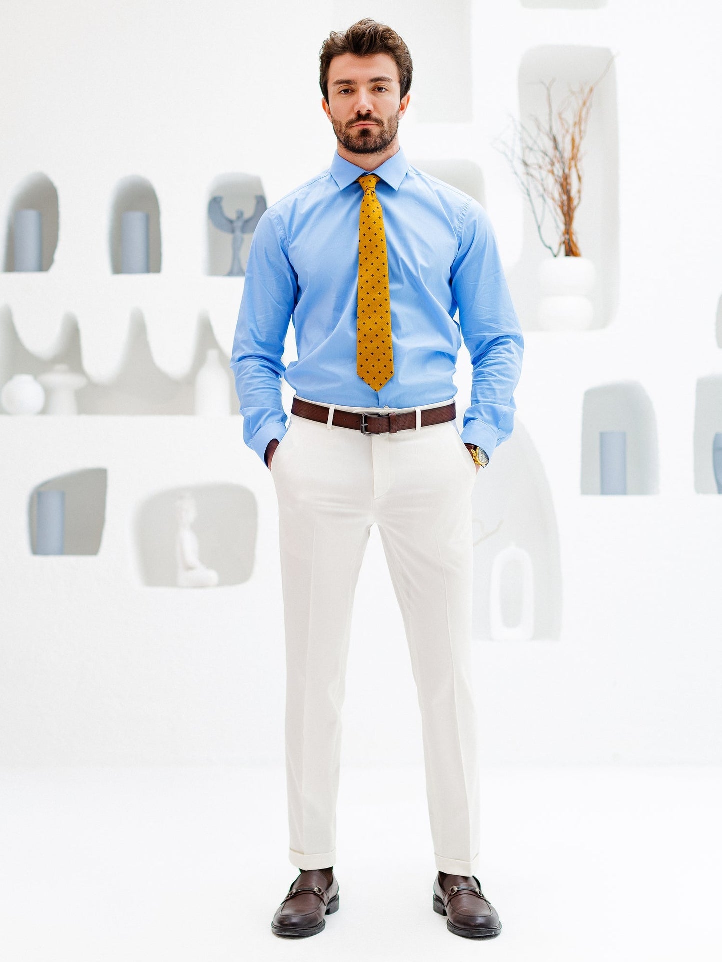 White Slim-Fit Suit 3-Piece VIOSSI