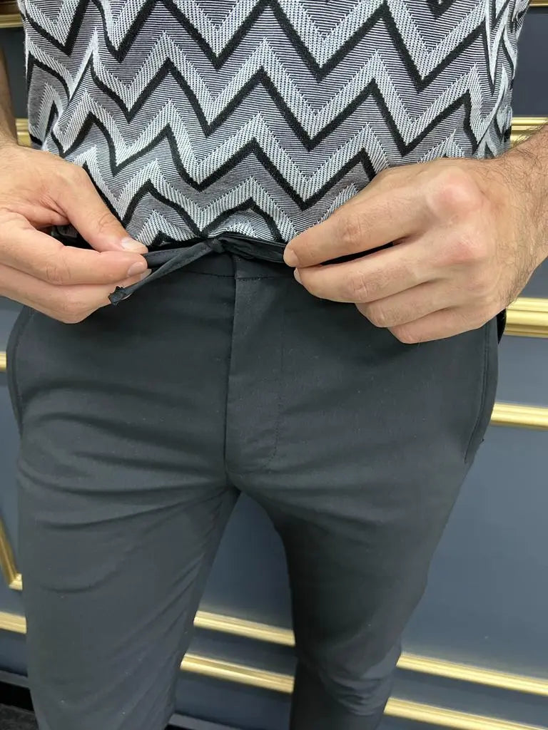 Tampa Black Slim Fit Laced Pants - BRABION