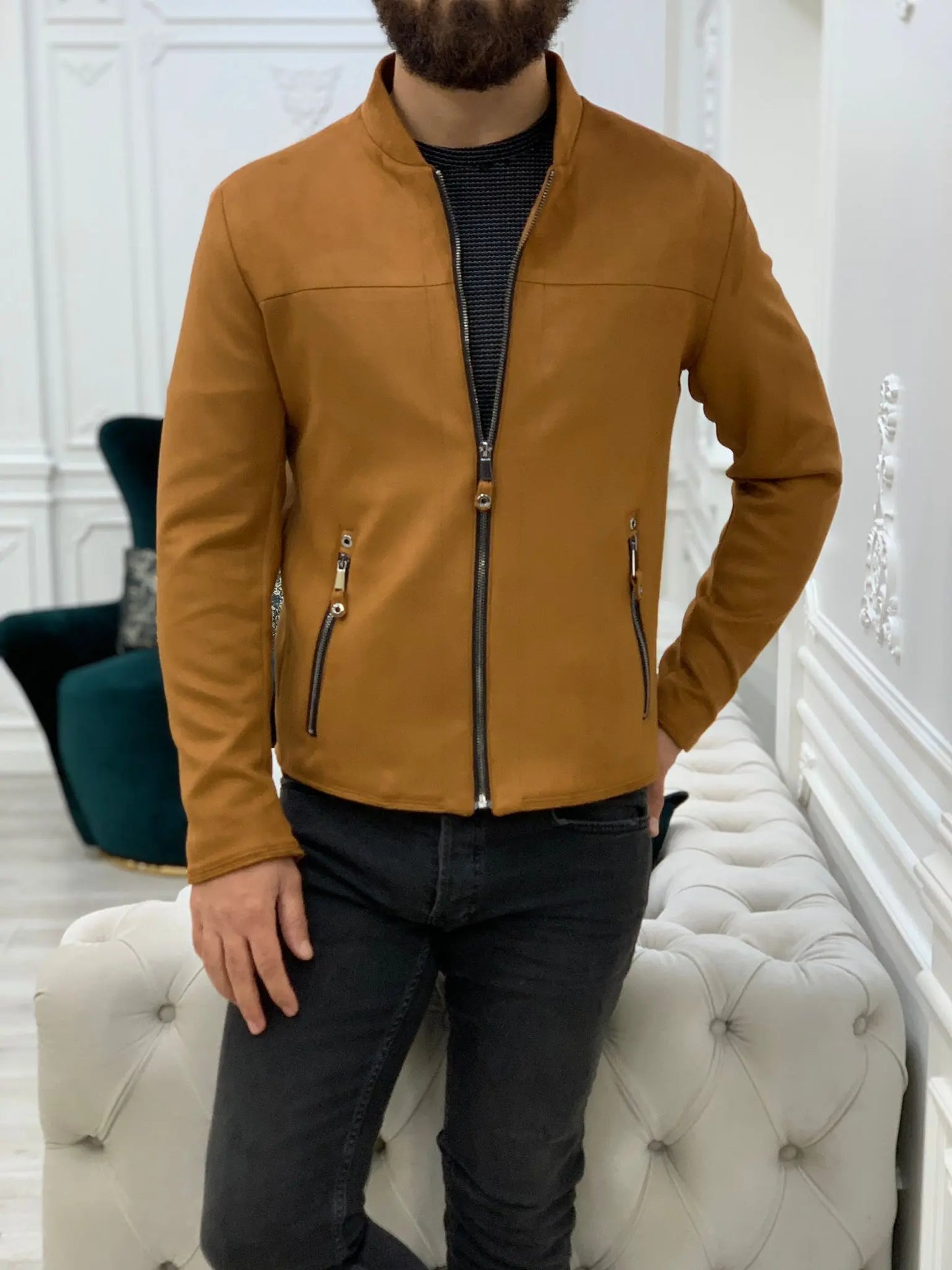Bari Slim Fit Tan Jacket - BRABION