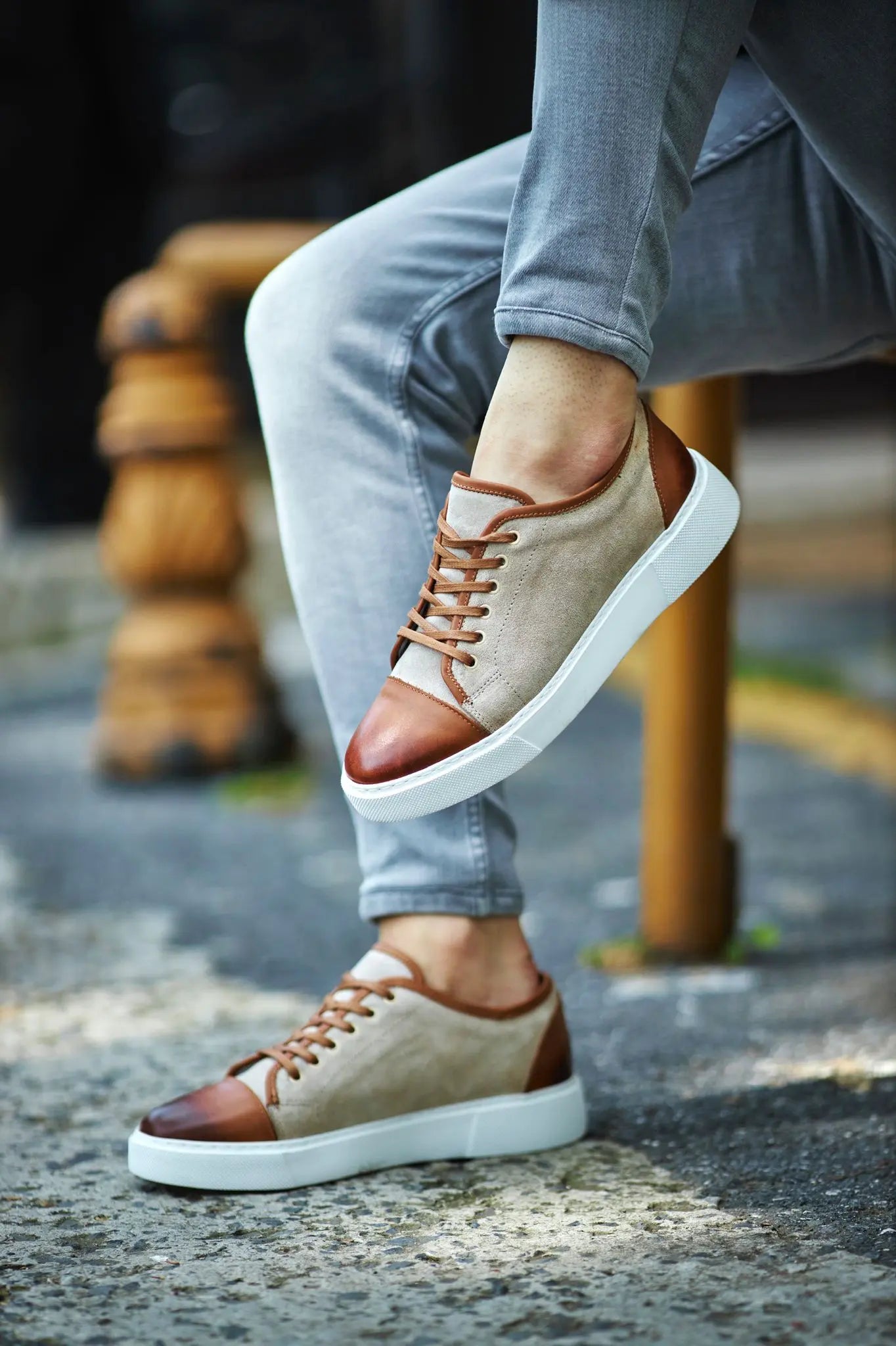 Prince Eva Sole Leather Beige Sneakers - Versatile Elegance for Every Occasion - BRABION