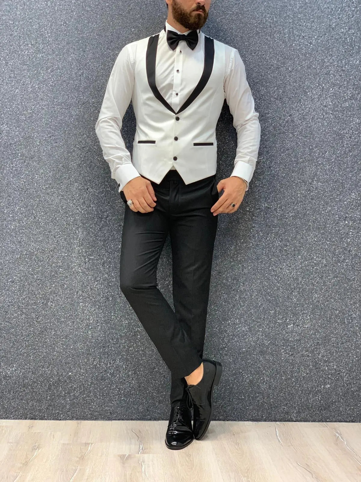 Lazio White Slim Fit Tuxedo for Men - BRABION