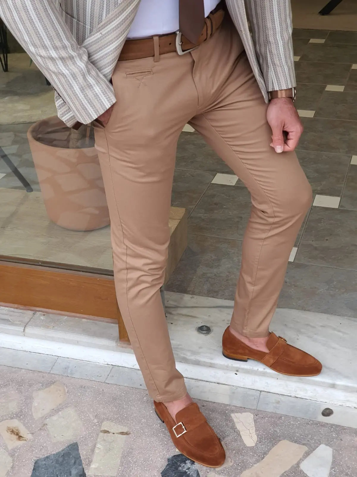 Bristol Camel Slim Fit Cotton Pants - Versatile Elegance for Every Occasion - BRABION