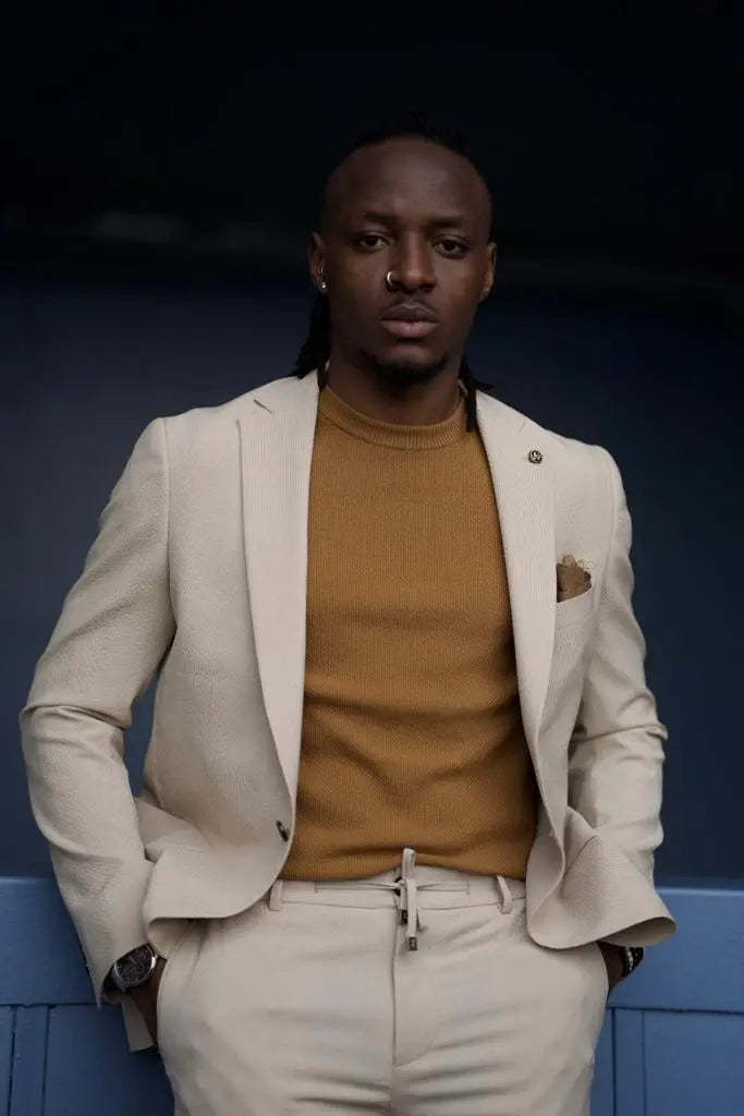 Sorento Beige Slim Fit Linen Suit - Elegant Style for Every Occasion brabion