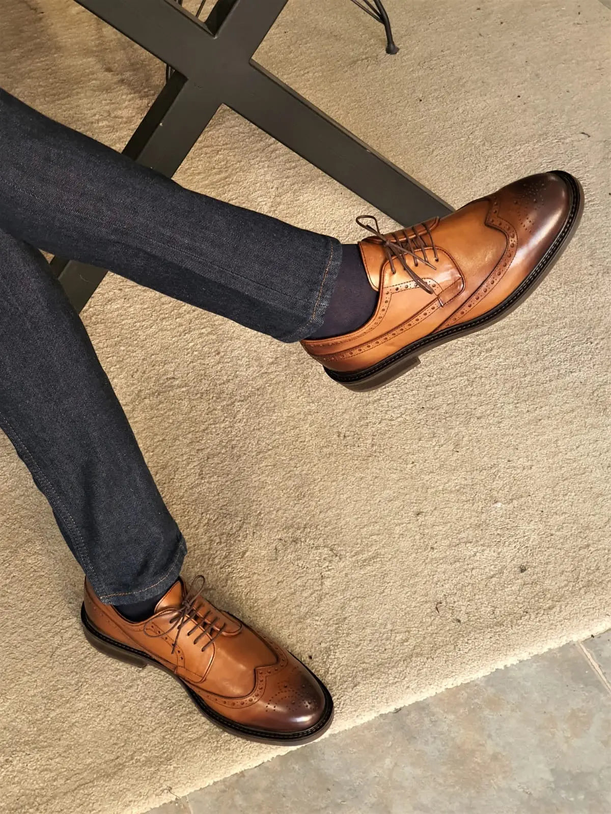 Torino Tan Wingtip Oxfords: Unmatched Elegance for Any Occasion - BRABION