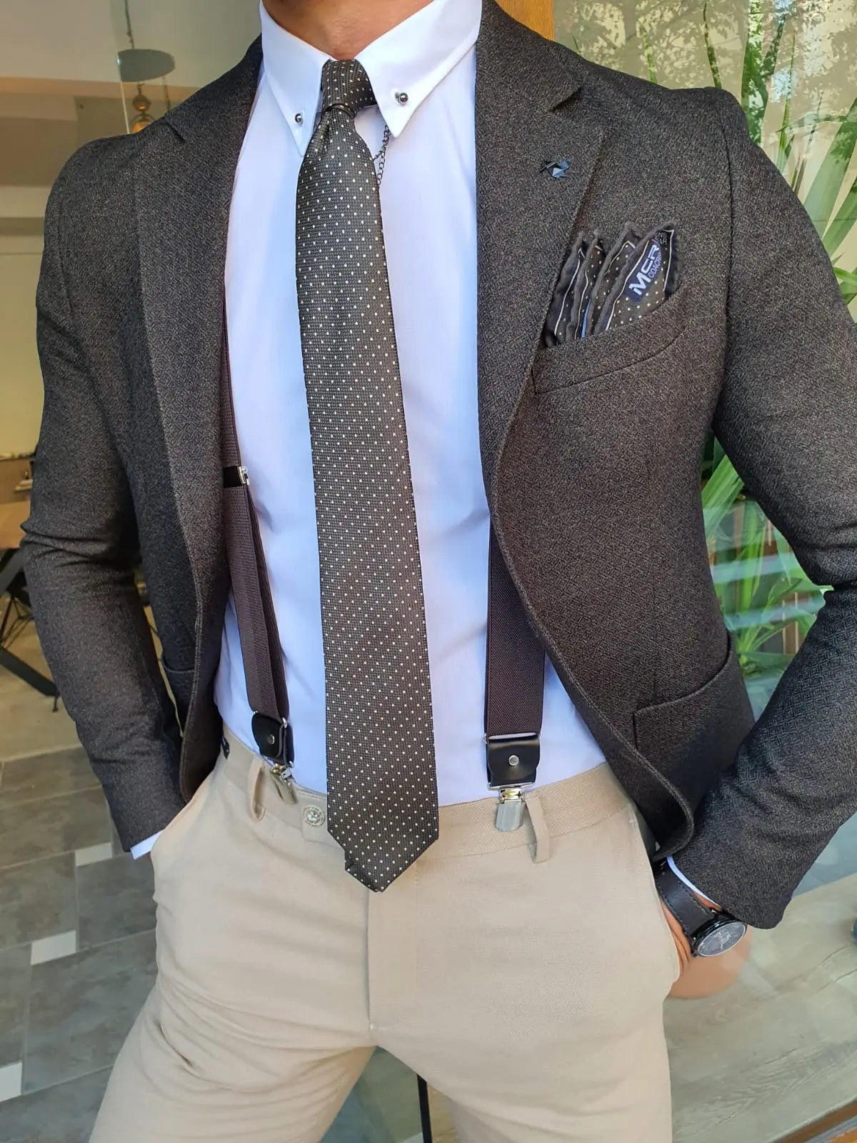 Henderson Khaki Slim Fit Blazer - BRABION