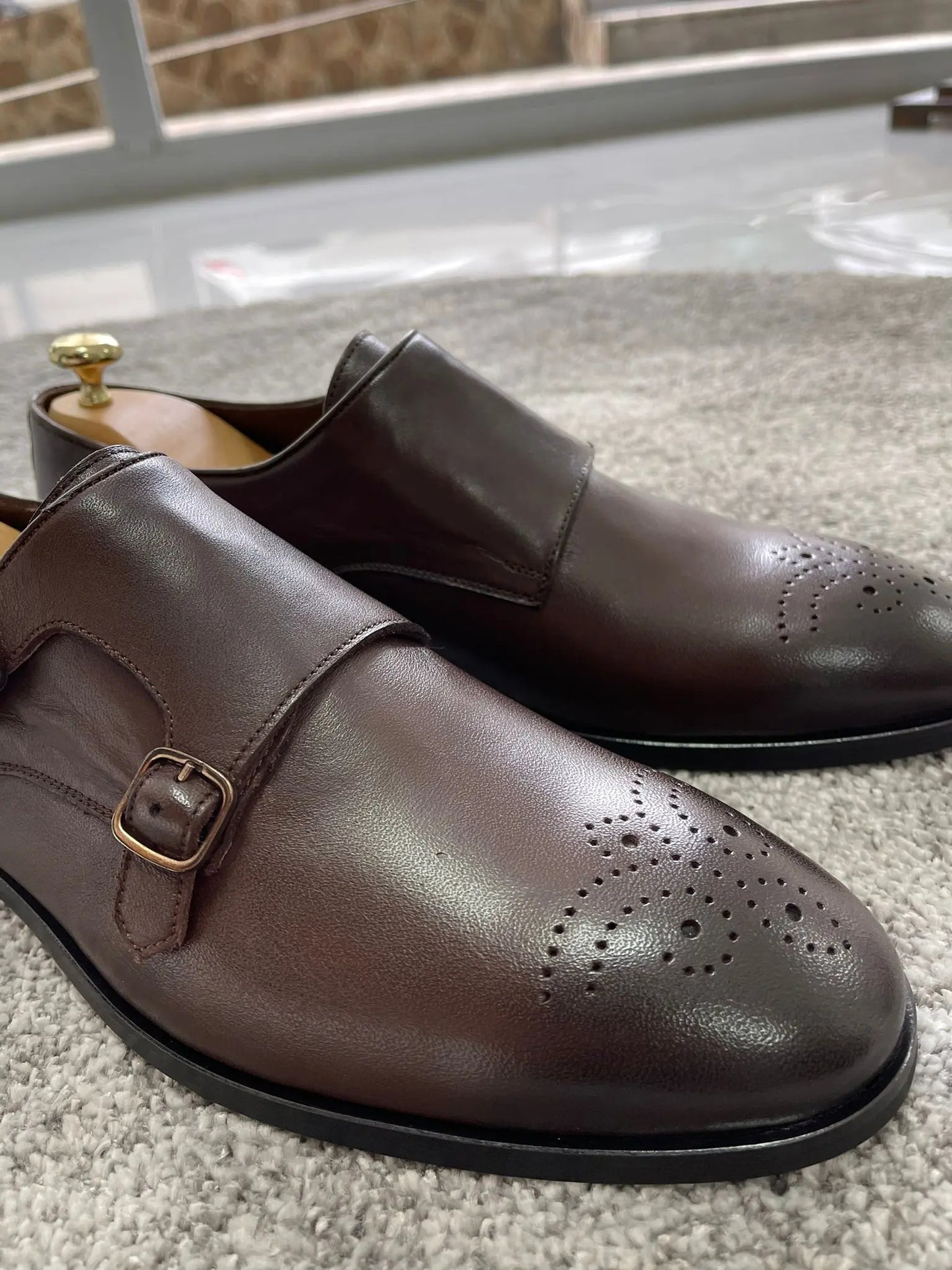 Remy Brown Double Monk Straps - Elegant Leather Shoes for Every Occasion - BRABION