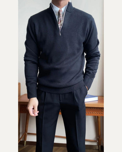 Men’s Slim Fit Zip Neck Knit Sweater - BRABION