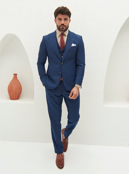 Navy Striped Slim-Fit Suit 3-Piece VIOSSI