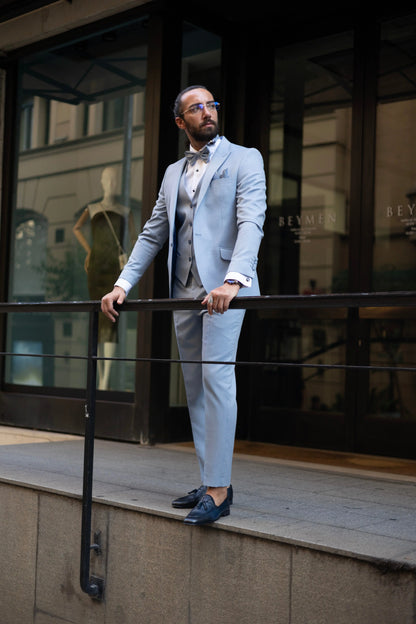 Brabion Amadeo Ice Blue Slim Fit Peak Lapel Tuxedo - BRABION