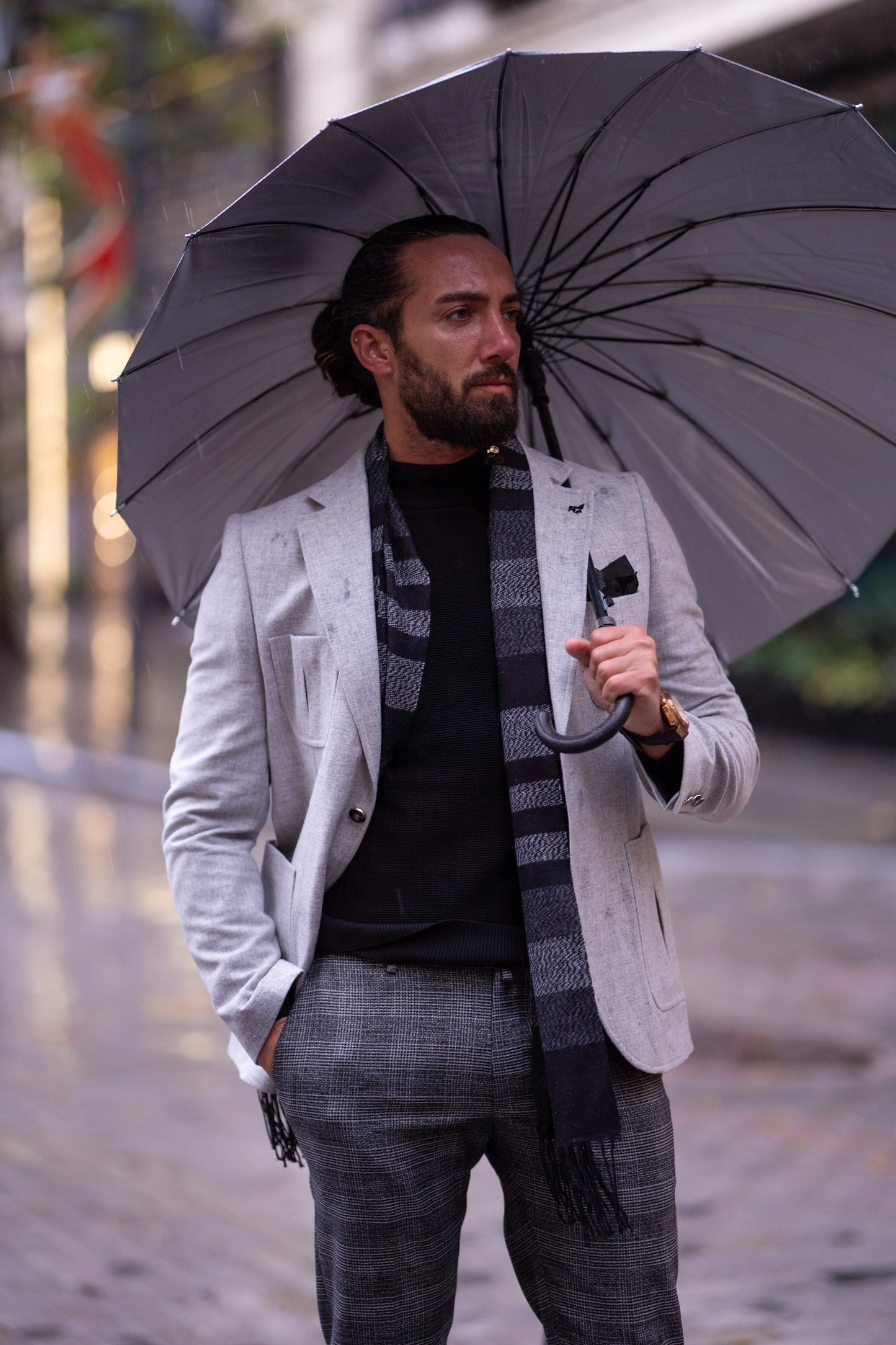 Brabion Liam Gray Slim Fit Notch Lapel Blazer - Versatile Tailored Jacket - BRABION