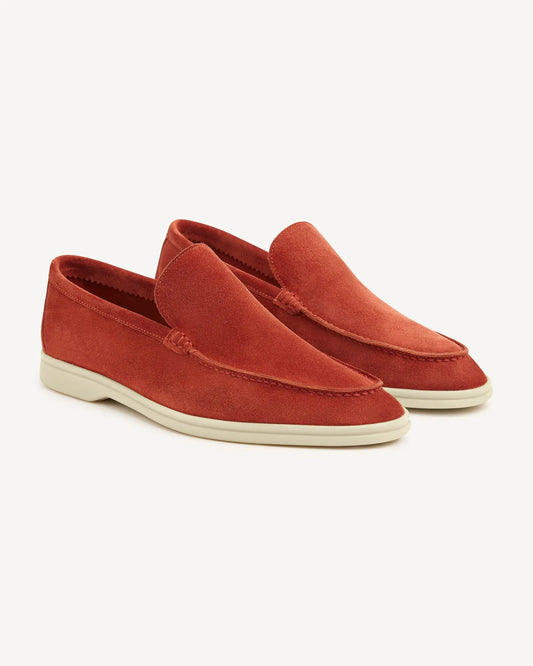 Brabion Unlined Capri Suede Loafer – Ginger Red - BRABION
