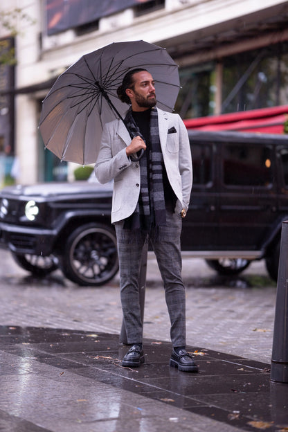 Brabion Liam Gray Slim Fit Notch Lapel Blazer - Versatile Tailored Jacket - BRABION