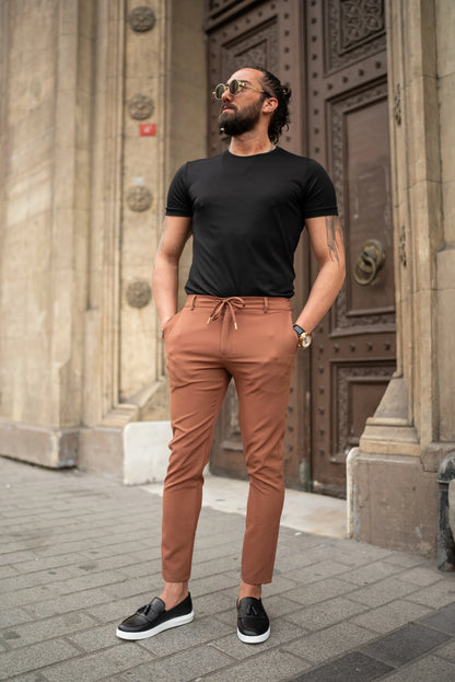 Brabion Maison Brown Slim Fit Pants - Versatile Elegance for Every Occasion - BRABION