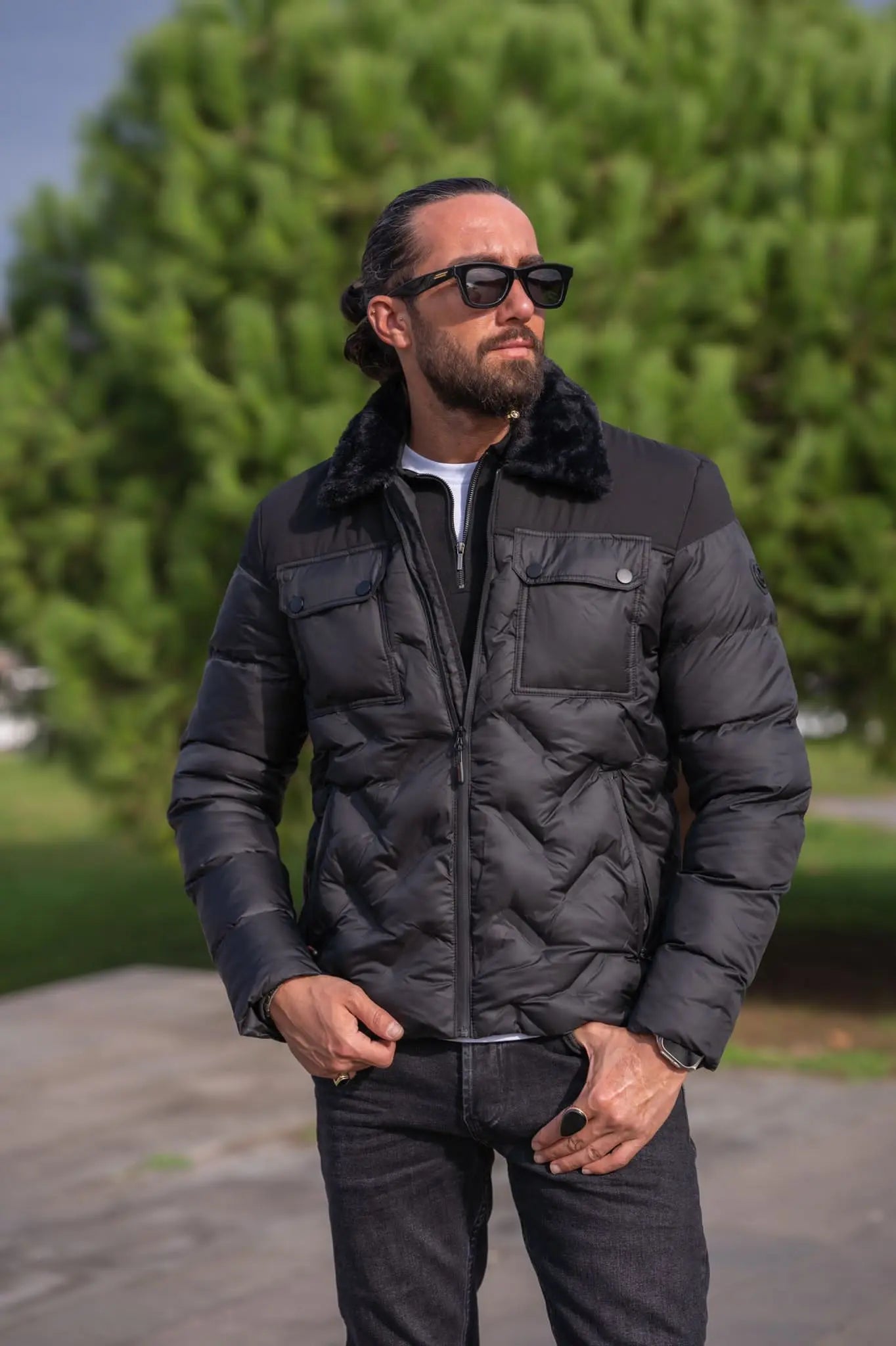Brabion Black Slim Fit Puffer Coat - BRABION