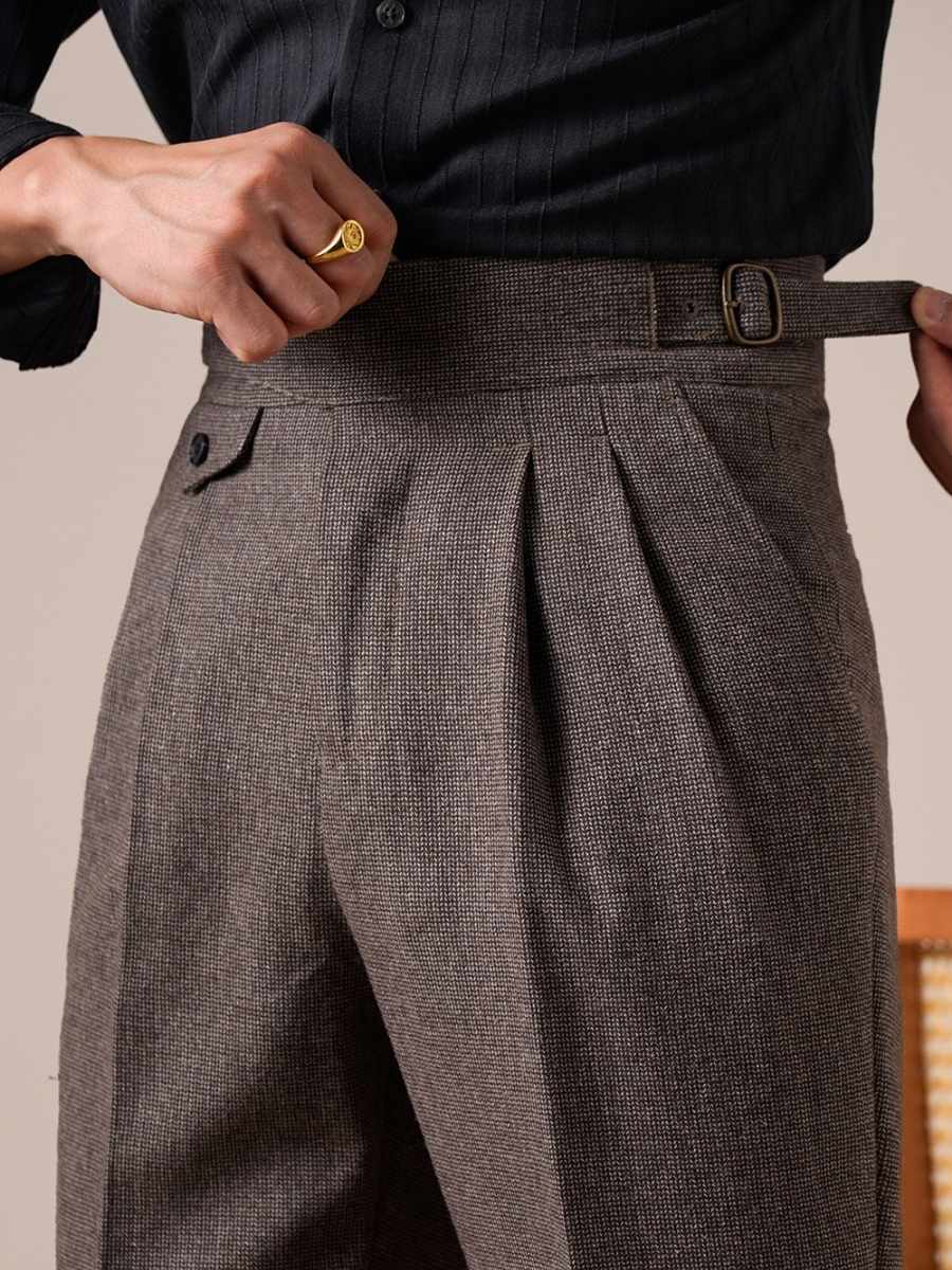 Bergamo High Waisted Wool Grukha Pants - BRABION