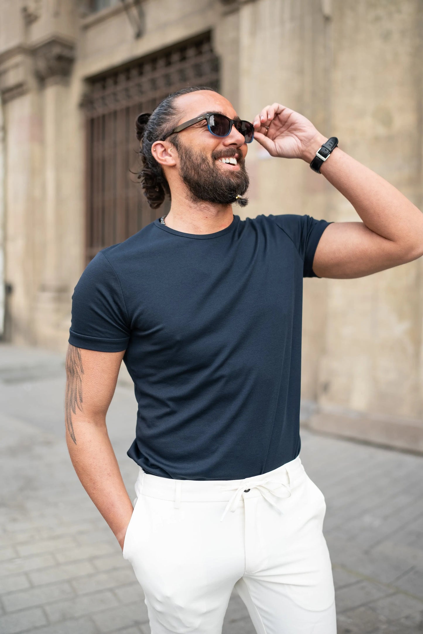 Brabion Vans Navy Blue Slim Fit T-Shirt - BRABION