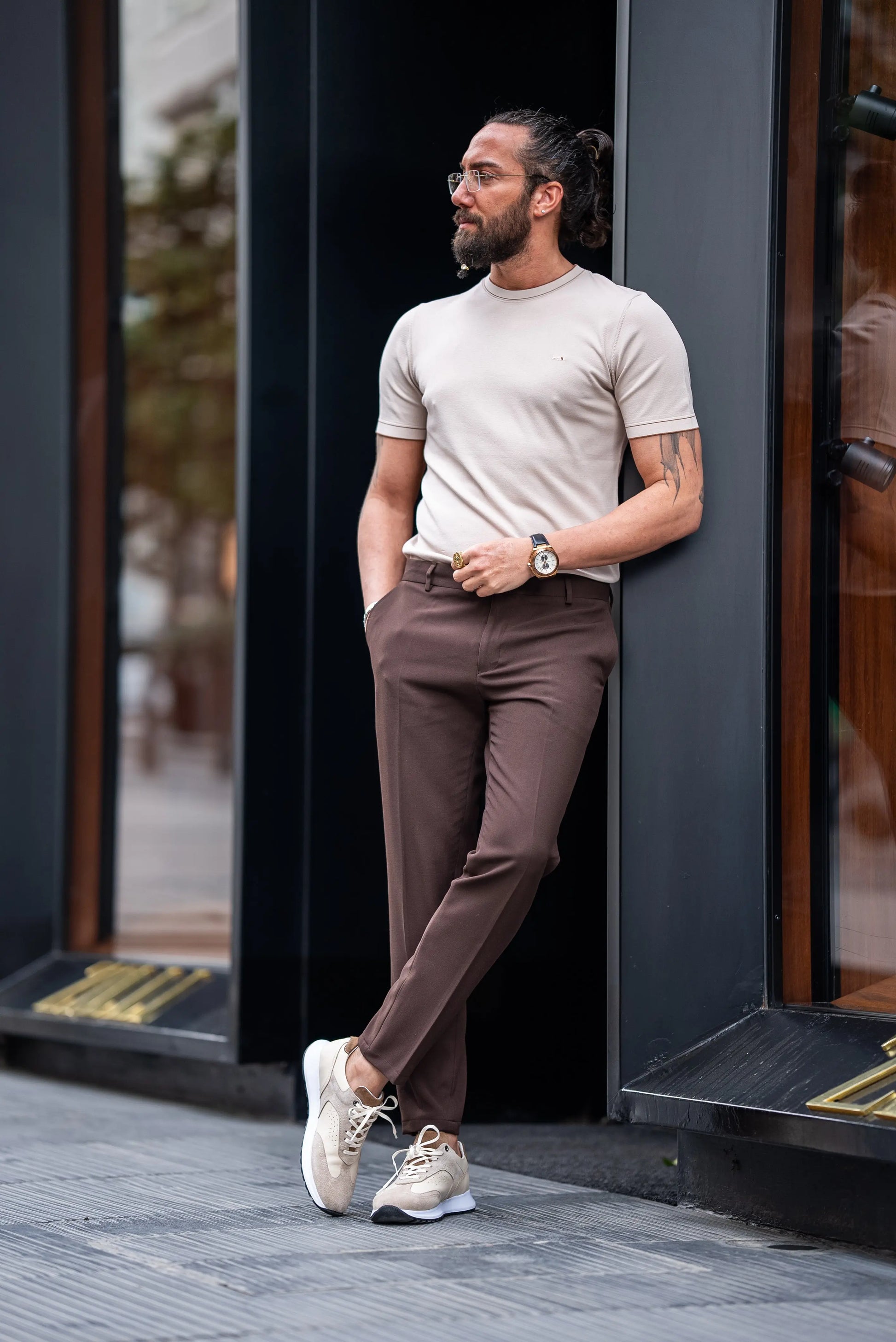 Brabion Crete Beige Slim Fit T-Shirt - BRABION