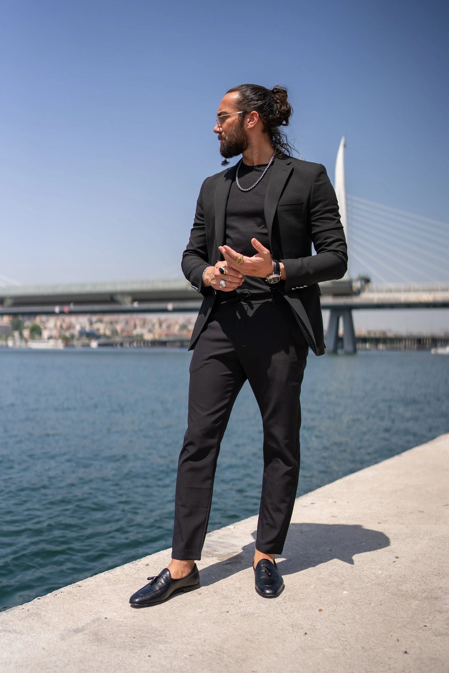Brabion Massimo Black Slim Fit Notch Lapel Blazer - BRABION