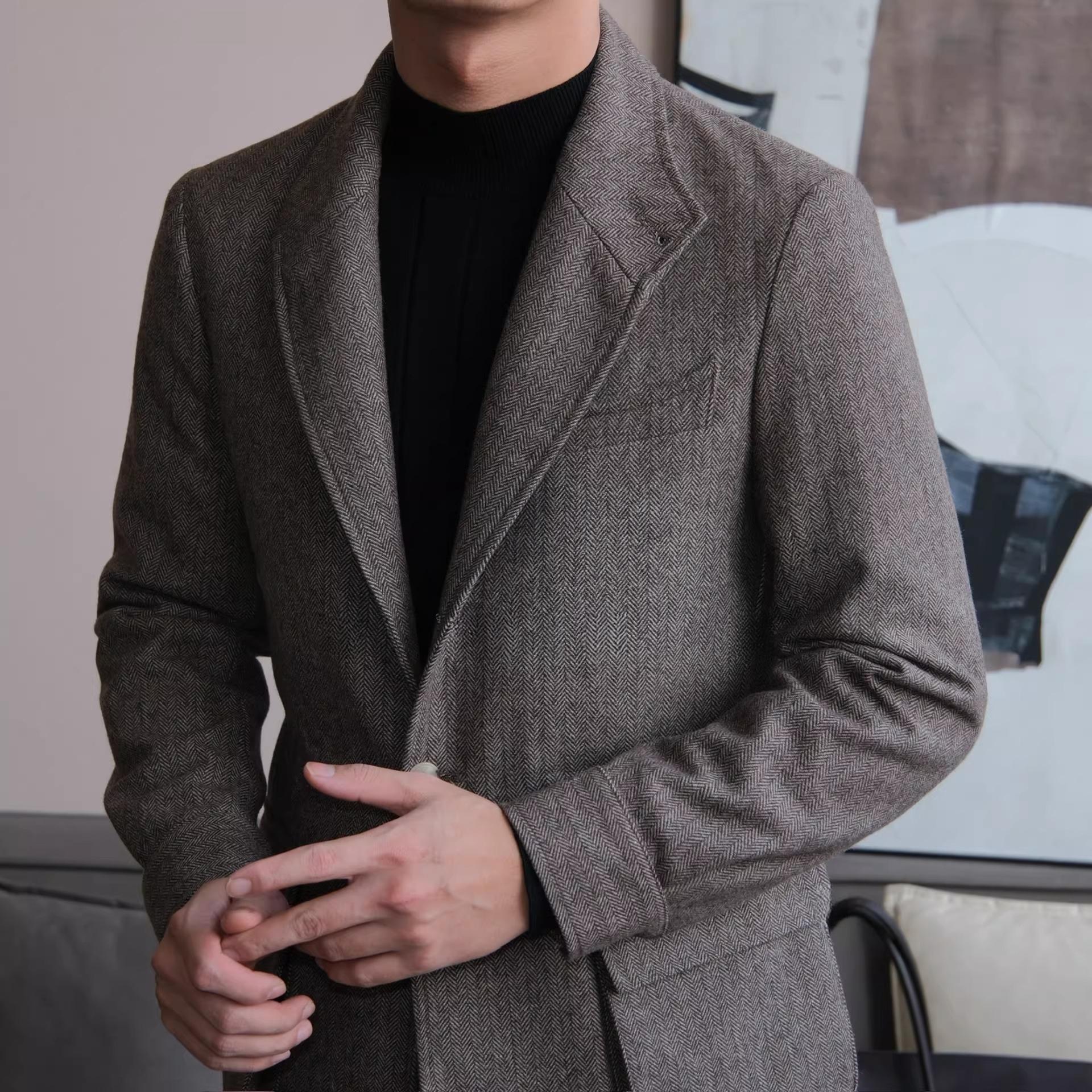 Herringbone Retro Wool Blend Jacket - BRABION