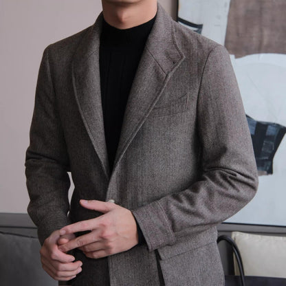 Herringbone Retro Wool Blend Jacket - BRABION