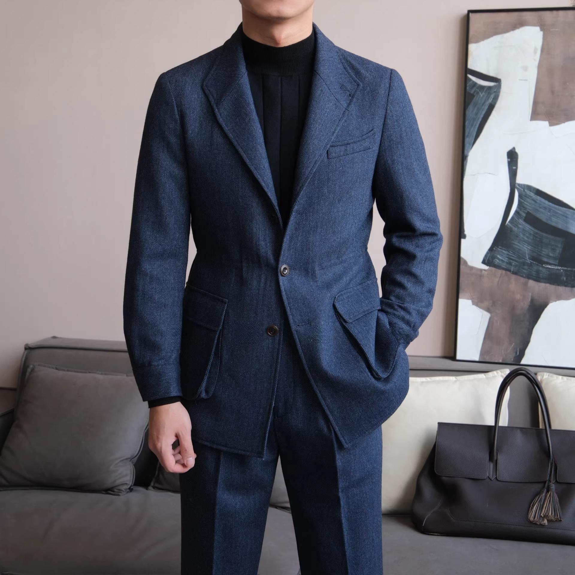 Herringbone Retro Wool Blend Jacket - BRABION