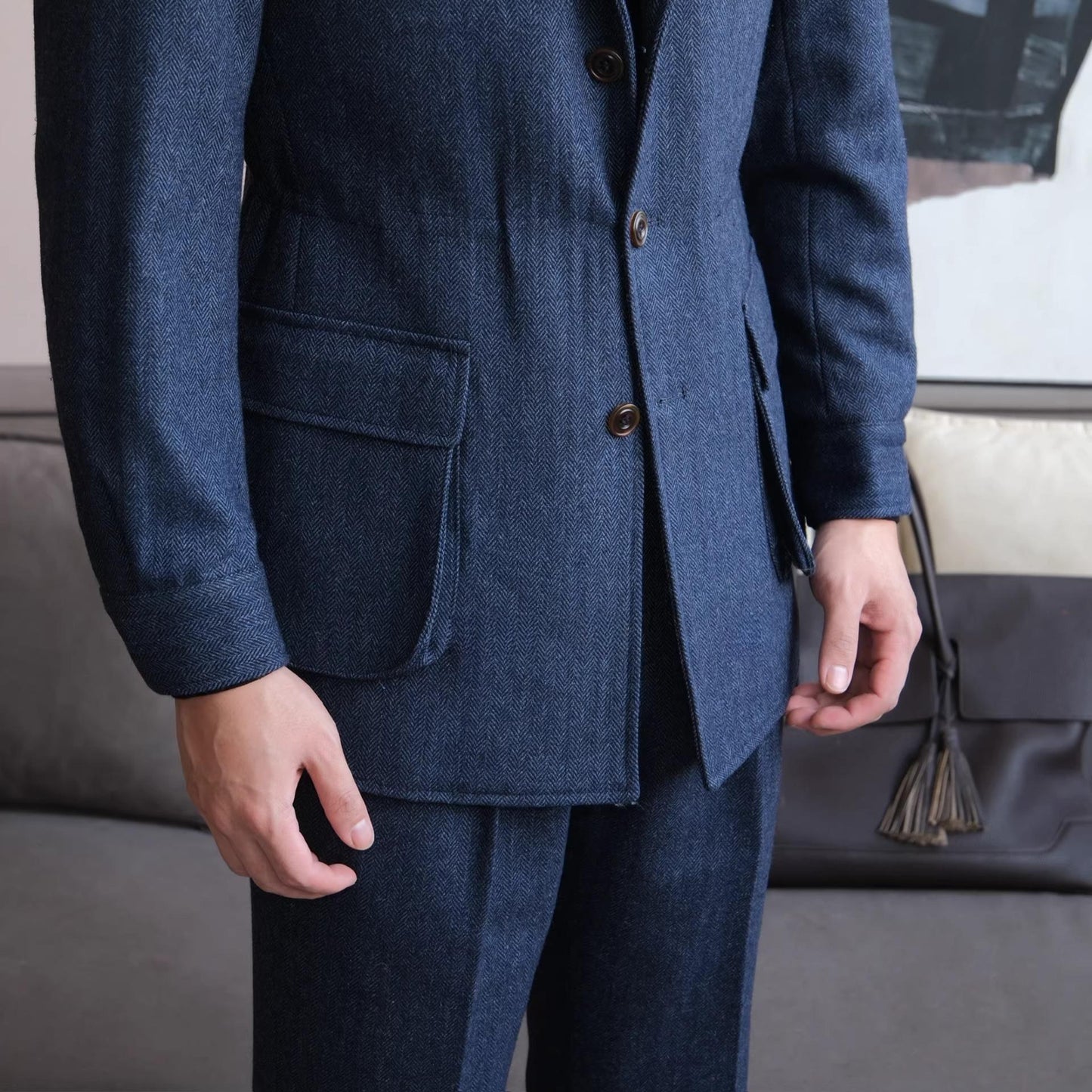 Herringbone Retro Wool Blend Jacket - BRABION
