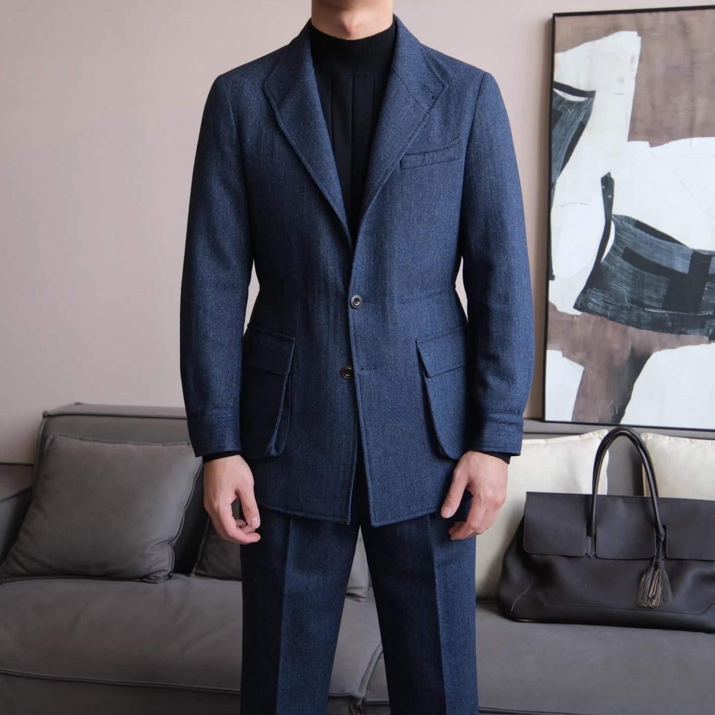 Herringbone Retro Wool Blend Jacket - BRABION