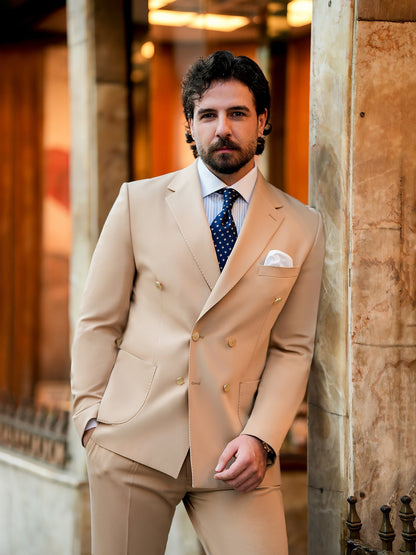 Camel Double Breasted Suit 2-Piece VIOSSI