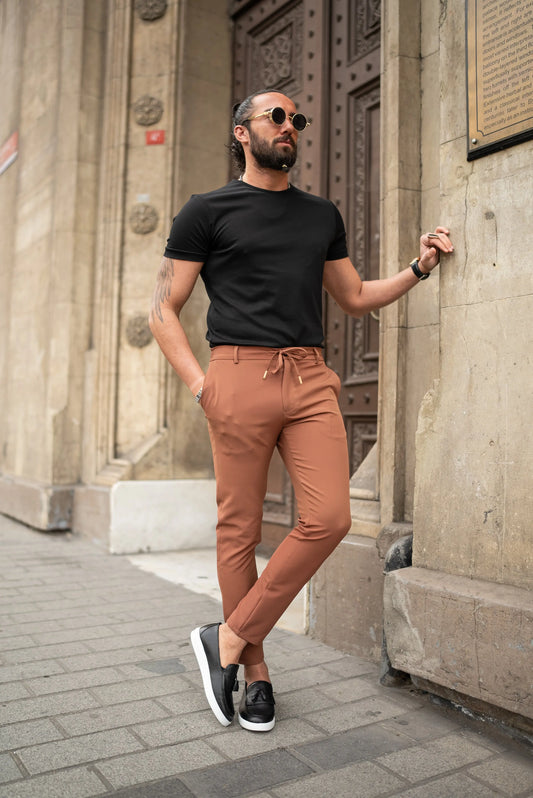 Brabion Maison Brown Slim Fit Pants - Versatile Elegance for Every Occasion - BRABION