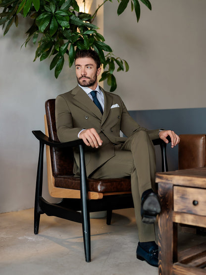 Khaki Double Breasted Suit 2-Piece VIOSSI
