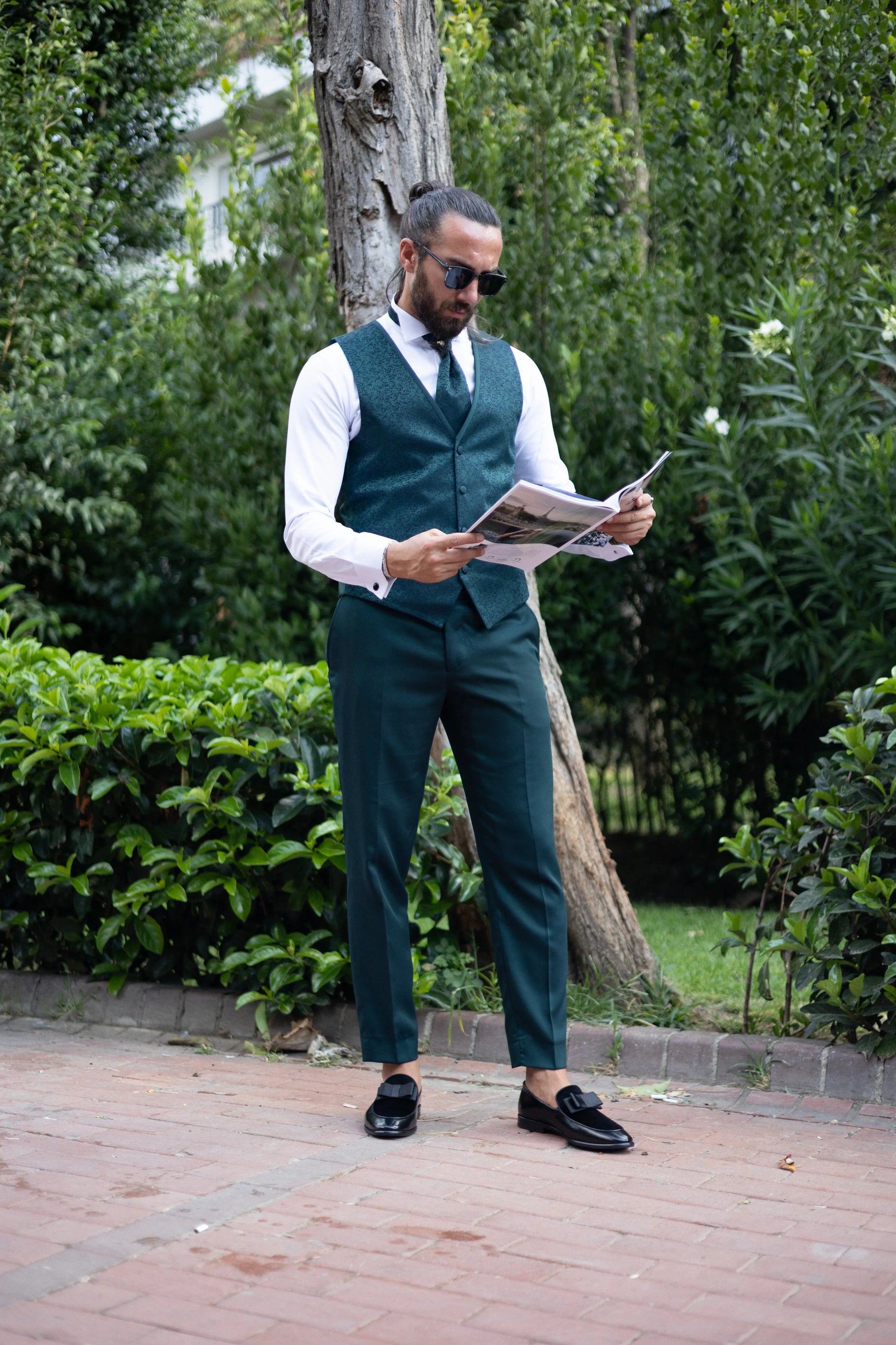 Brabion Amadeo Green Slim Fit Peak Lapel Groom Tuxedo - BRABION