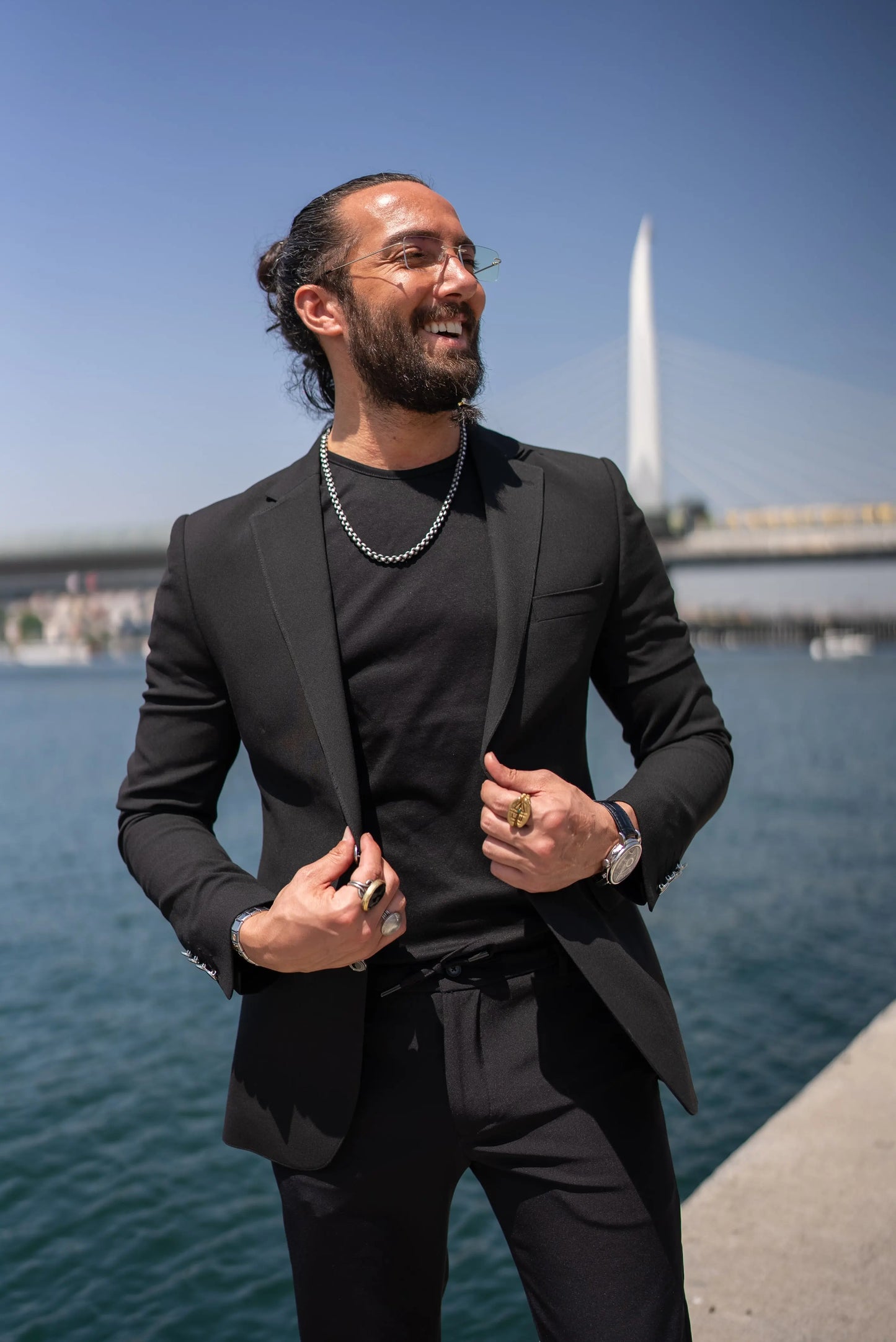 Brabion Massimo Black Slim Fit Notch Lapel Blazer - BRABION