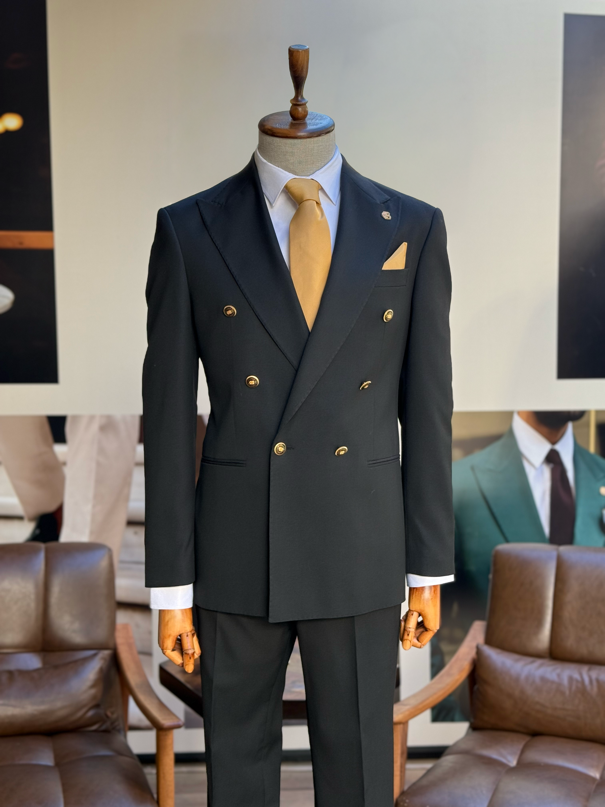 Black Double Breasted Suit 2-Piece VIOSSI - CB