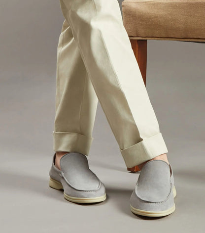 Brabion Unlined Capri Suede Loafer – Light Grey - BRABION