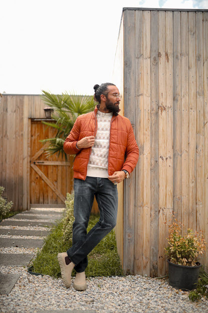 Men’s Casual Tile Jacket with Zipper Pocket Detailing - BRABION