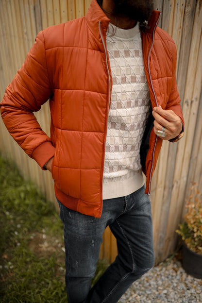 Men’s Casual Tile Jacket with Zipper Pocket Detailing - BRABION