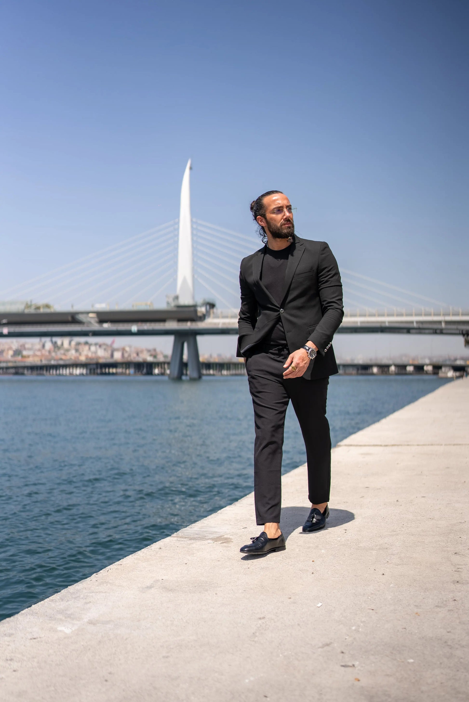 Brabion Massimo Black Slim Fit Notch Lapel Blazer - BRABION