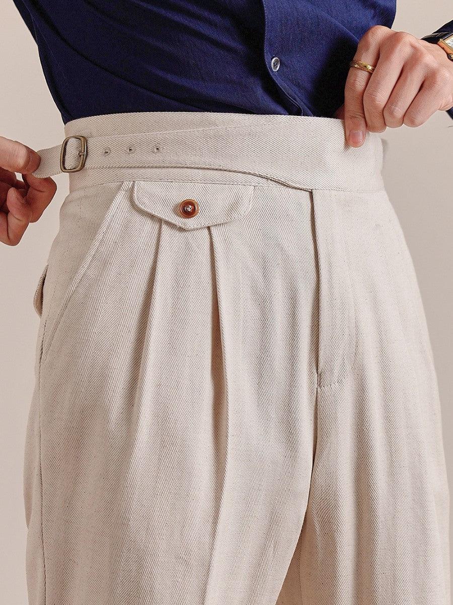 Napoli High Waisted Linen Gurkha Pants - BRABION