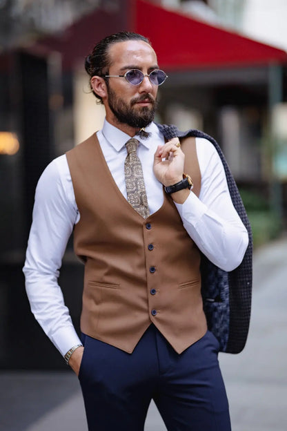 Paris Navy Blue Slim Fit Peak Lapel 3 Piece Combined Suit brabion