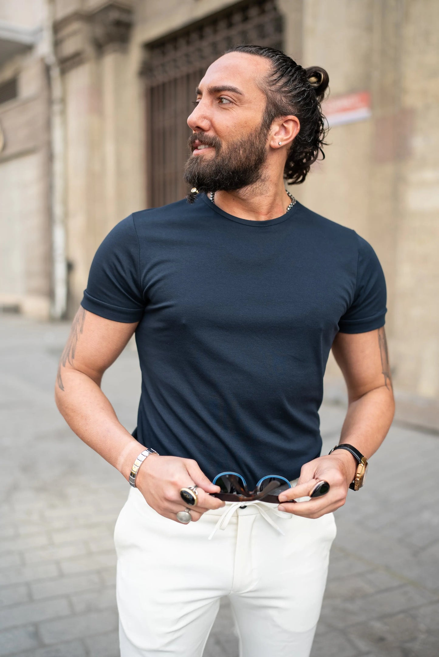 Brabion Vans Navy Blue Slim Fit T-Shirt - BRABION