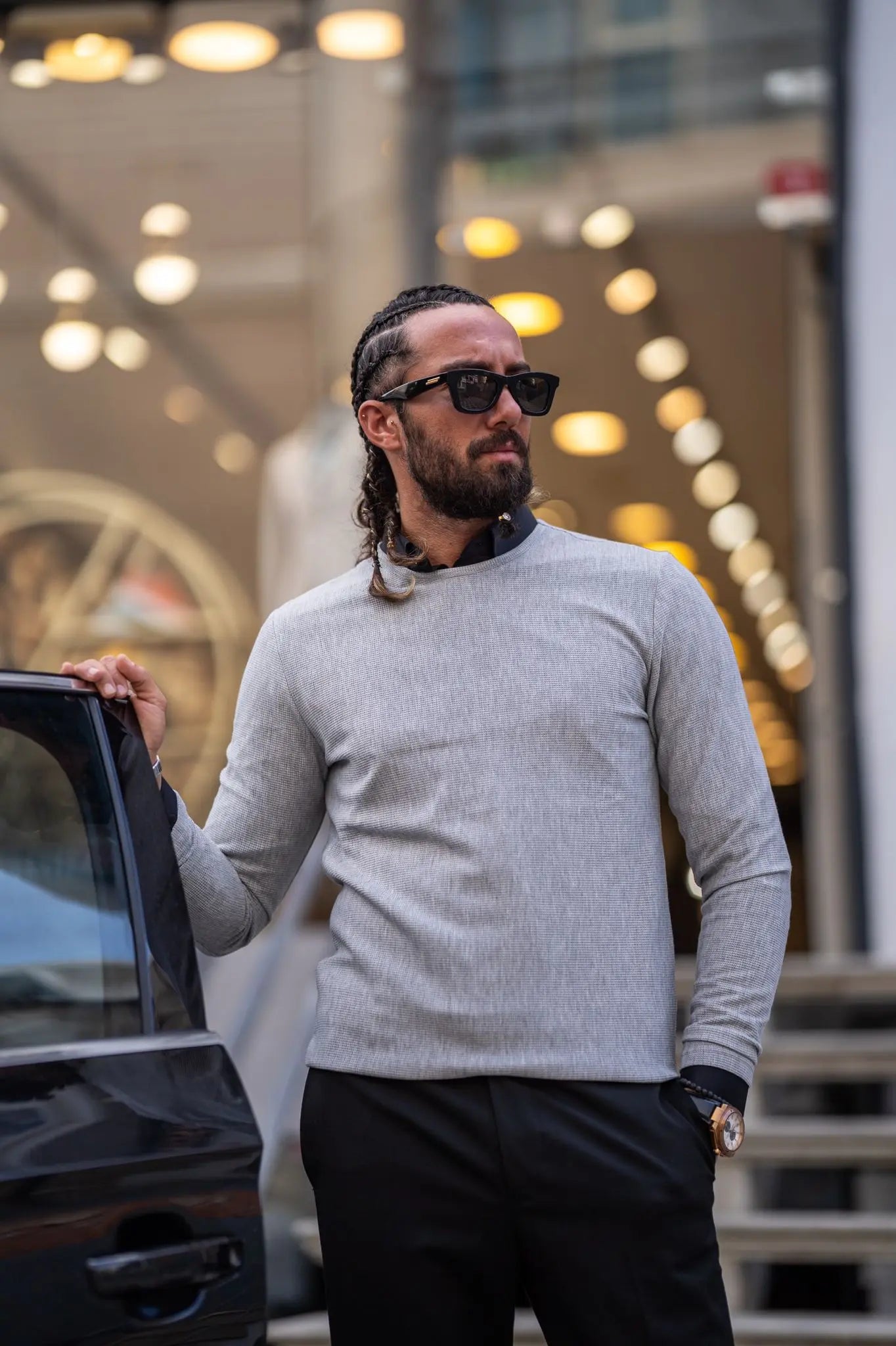 Paul Gray Slim Fit Round Neck Sweater - BRABION